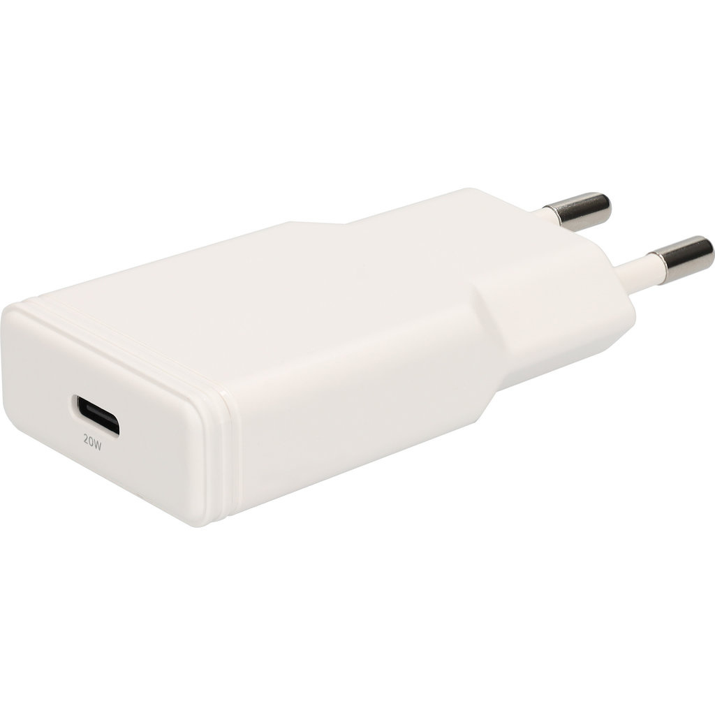 Mobiparts Mobiparts GaN USB-C Snellader 20W - Plat Design - Wit