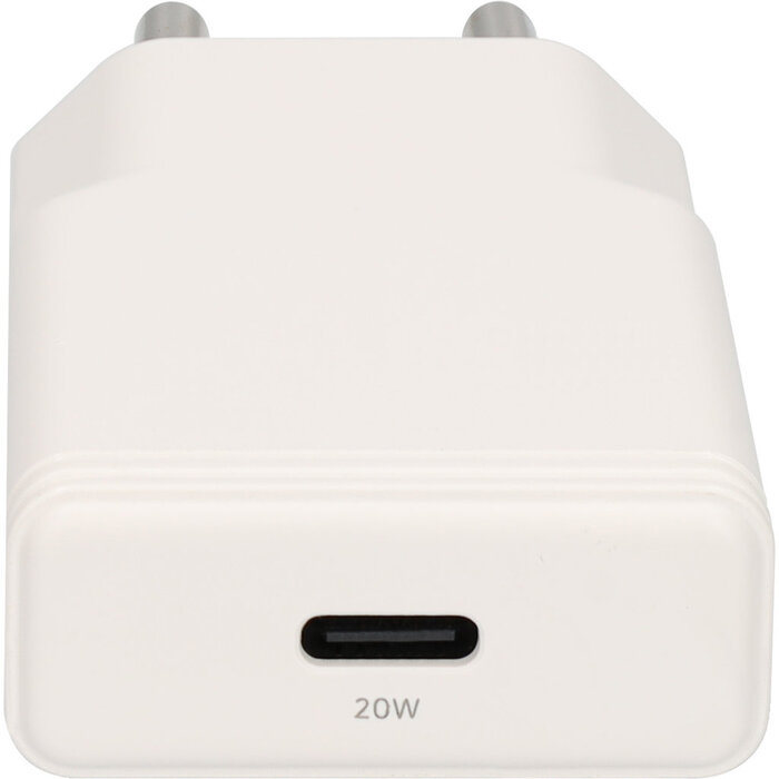 Mobiparts Mobiparts GaN USB-C Snellader 20W - Plat Design - Wit