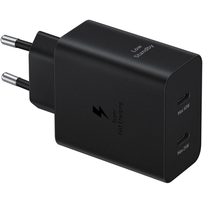 Samsung Samsung Duo Power Adapter 50W - Snellader met USB-C naar USB-C Kabel - Zwart