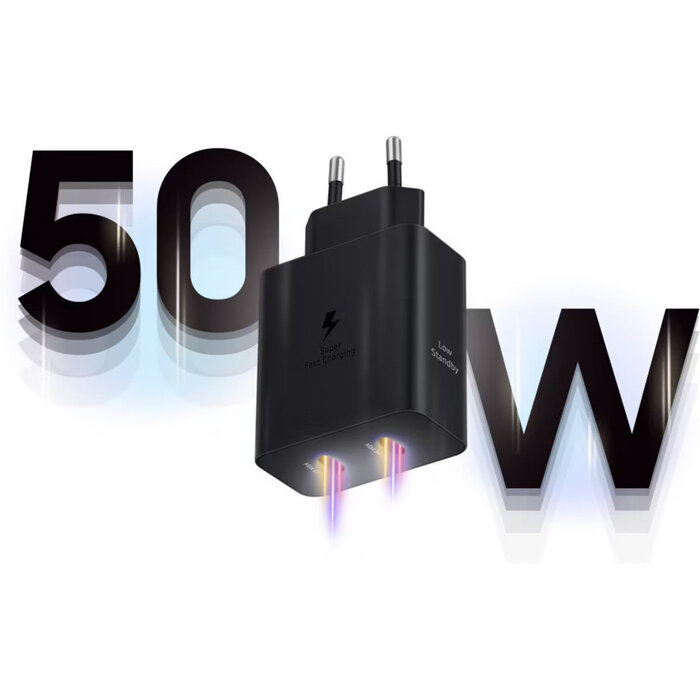 Samsung Originele Samsung Duo Power Adapter 50W met USB-C Kabel - Zwart