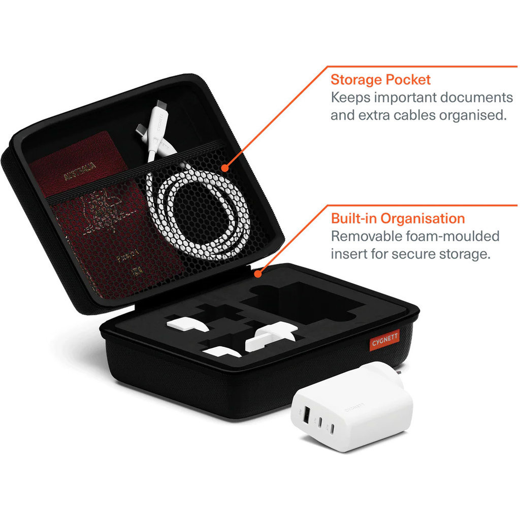 Cygnett Cygnett Voyager 67W Multiport GaN Travel Wall Charger White, foto 5 van 5