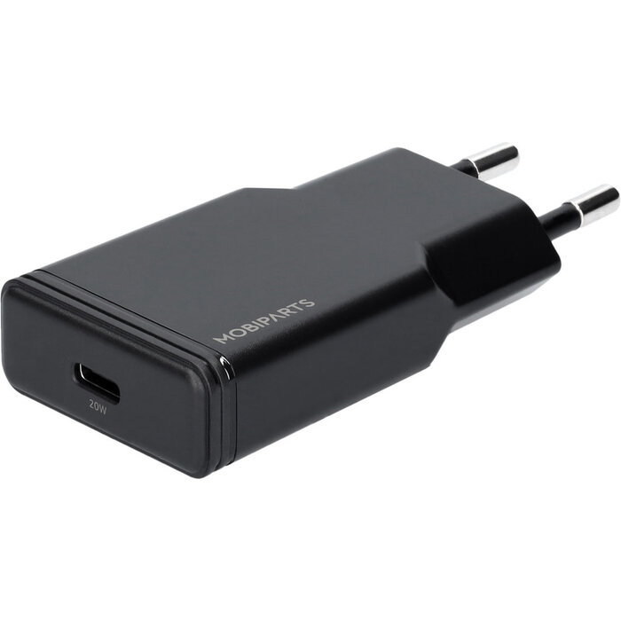 Mobiparts Mobiparts 20W USB-C GaN Snellader - Plat Design - Zwart