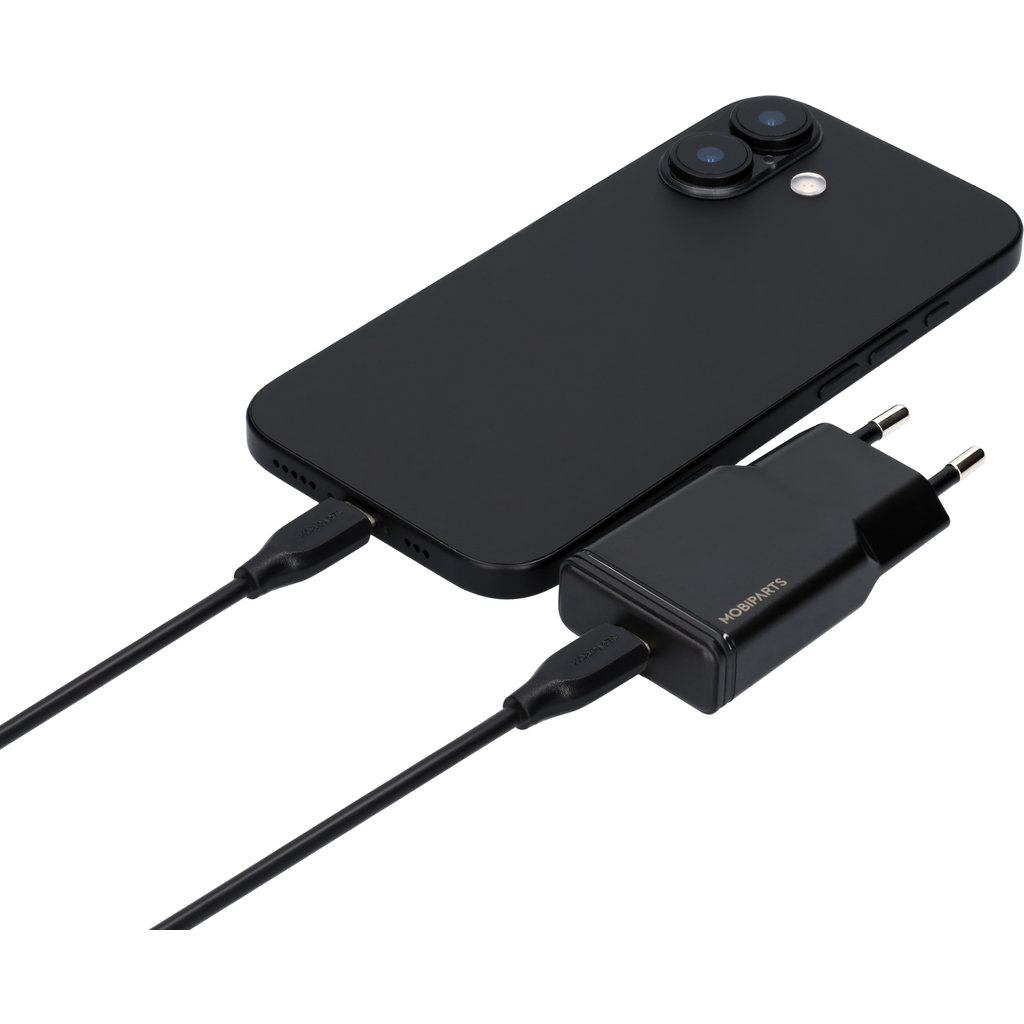 Mobiparts Mobiparts 20W USB-C GaN Snellader - Plat Design - Zwart