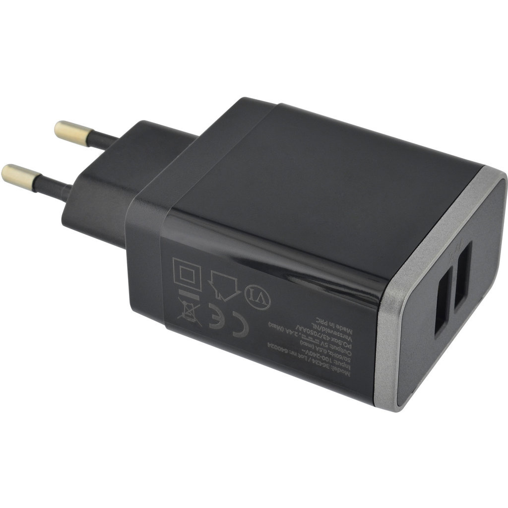 Mobiparts Mobiparts Wall Charger Dual USB 12W/2.4A Black