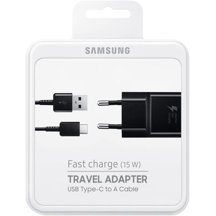 Samsung Samsung Fast Charge Travel Adapter 2A inclusief USB-A naar USB-C kabel 1 meter Zwart