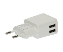Quick & Easy Dubbele USB Wandoplader 2.4A - Wit - Voordeelverpakking (5-Pack)
