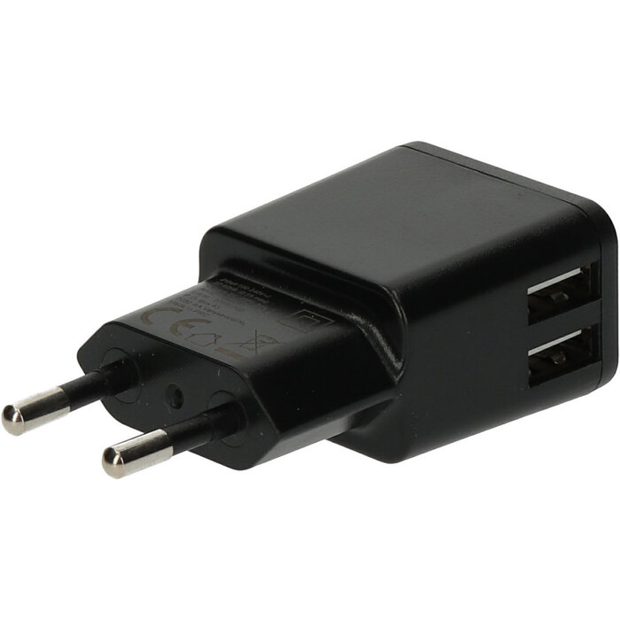 Quick & Easy Quick & Easy USB Muuroplader 2.4A Dual Port - 5-Pack Zwart