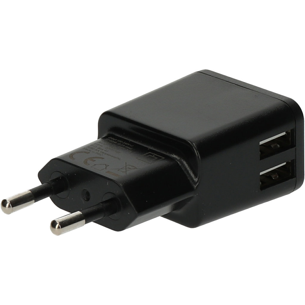 Quick & Easy Quick & Easy USB Muuroplader 2.4A Dual Port - 5-Pack Zwart