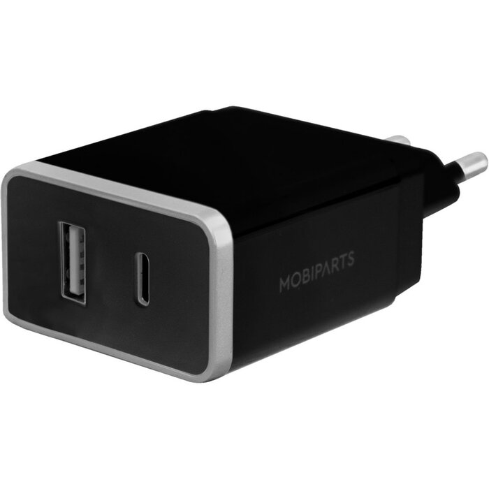 Mobiparts Mobiparts Wall Charger Dual USB-A en USB-C 12W/2.4A Black