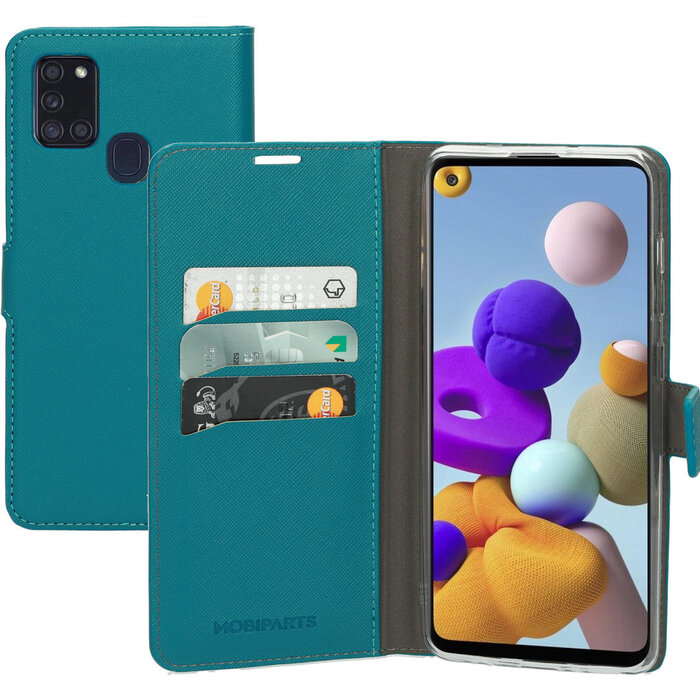 Mobiparts Mobiparts Saffiano Wallet Case voor Samsung Galaxy A21s - Turquoise