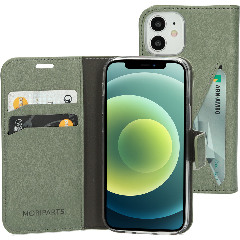 Mobiparts Mobiparts Classic Wallet Case voor iPhone 12 Mini - Stone Green