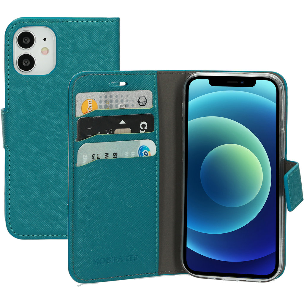 Mobiparts Mobiparts Saffiano Wallet Case voor Apple iPhone 12 Mini - Turquoise