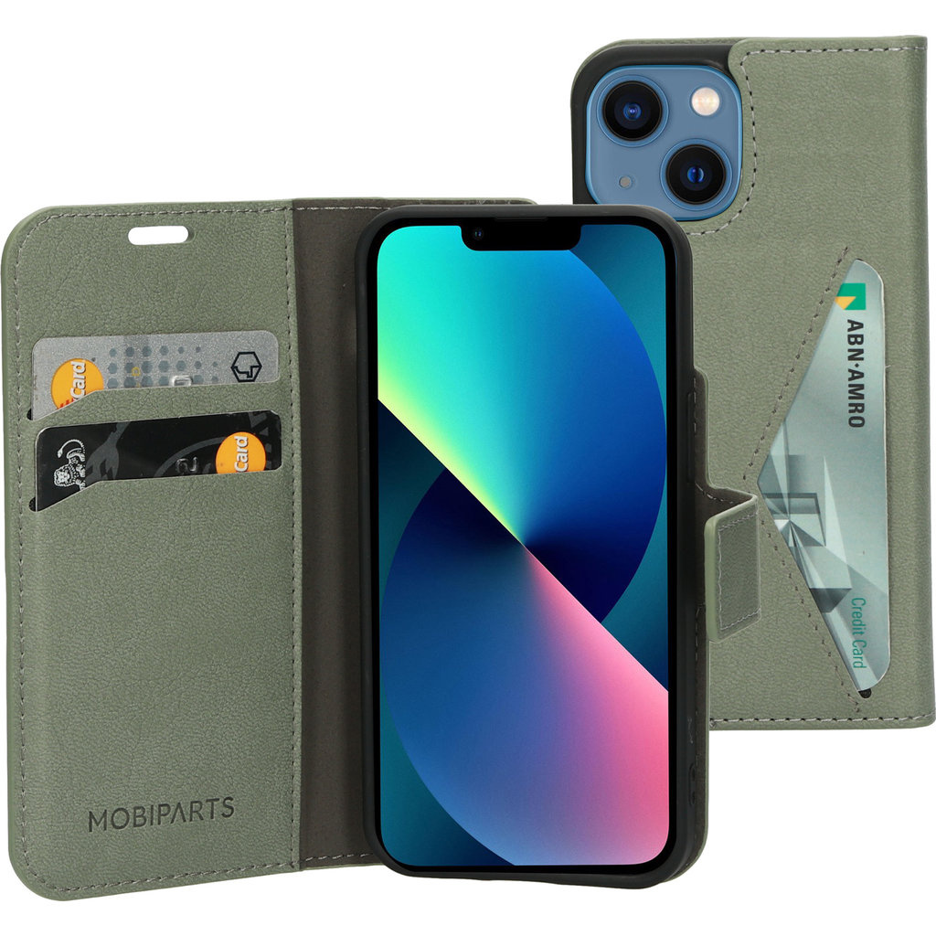 Mobiparts Mobiparts Classic Wallet Case voor iPhone 13 Mini - Stone Green
