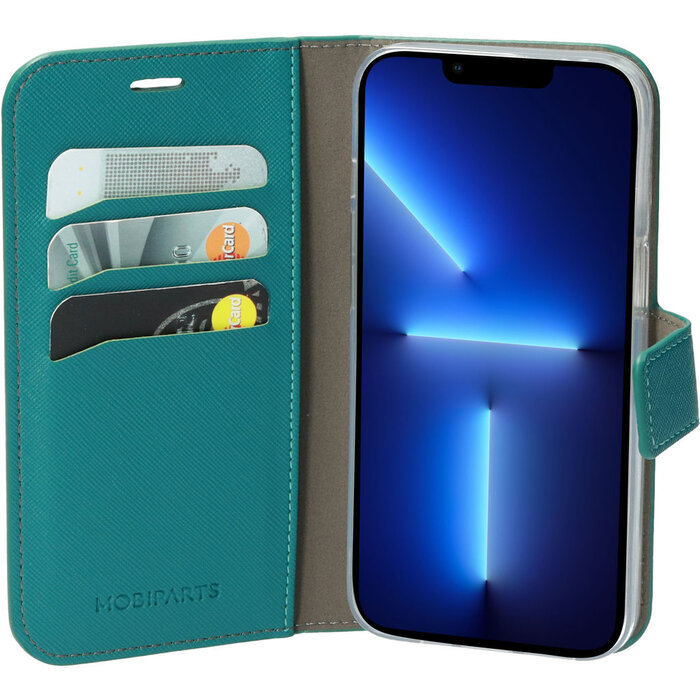 Mobiparts Mobiparts Saffiano Wallet Case voor Apple iPhone 13 Pro - Turquoise
