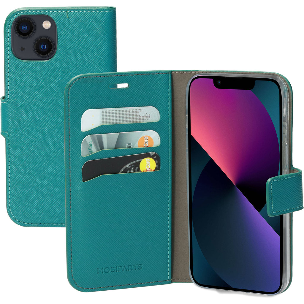 Mobiparts Mobiparts Saffiano Wallet Case voor Apple iPhone 13 - Turquoise