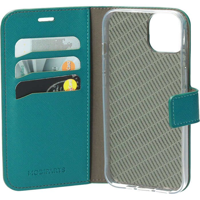Mobiparts Mobiparts Saffiano Wallet Case voor Apple iPhone 13 - Turquoise