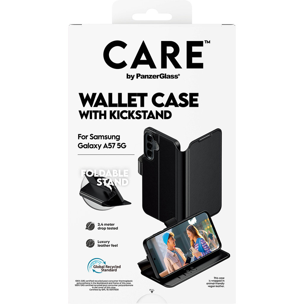 CARE by PanzerGlass PanzerGlass CARE Wallet Case met Kickstand - Voor Samsung Galaxy A57 5G - Zwart