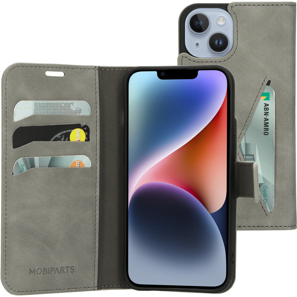 Mobiparts Mobiparts Classic Wallet Case voor iPhone 14 - Granite Grey