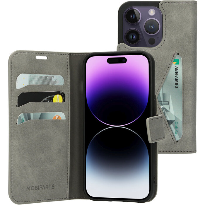 Mobiparts Mobiparts Classic Wallet Case voor iPhone 14 Pro - Granite Grey