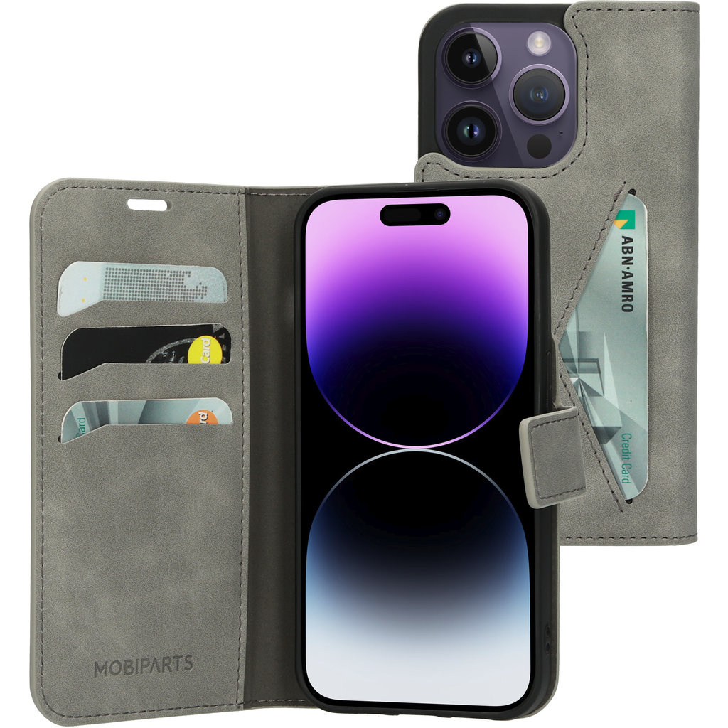 Mobiparts Mobiparts Classic Wallet Case voor iPhone 14 Pro - Granite Grey
