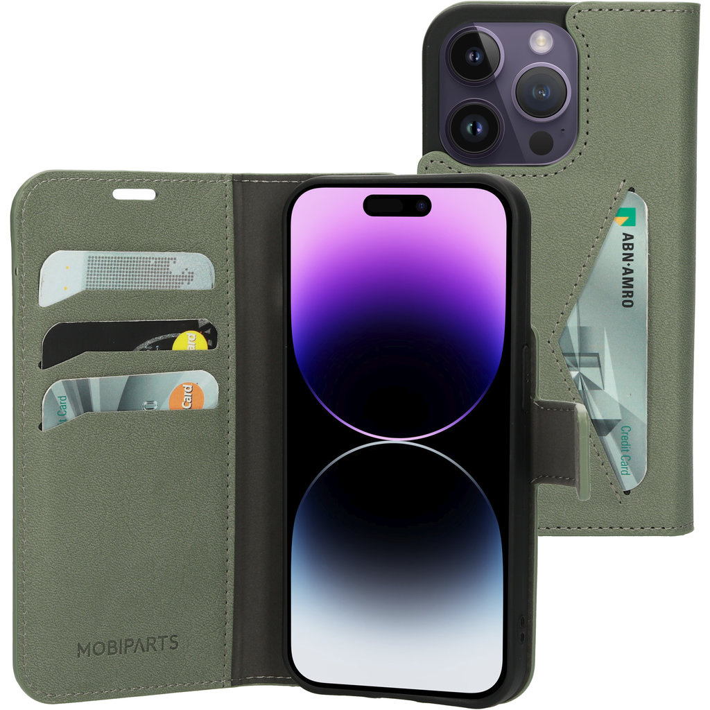 Mobiparts Mobiparts Classic Wallet Case voor iPhone 14 Pro - Stone Green