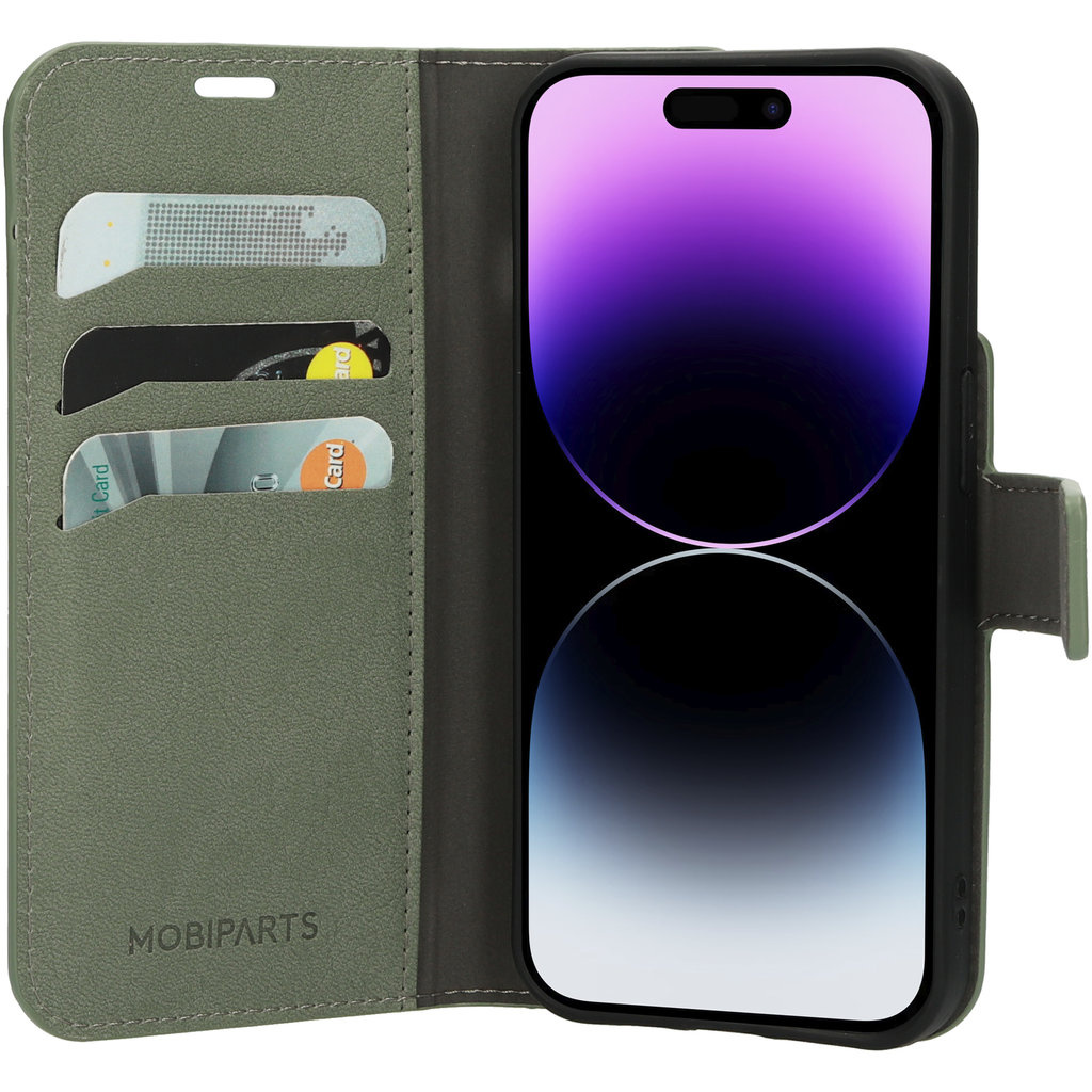 Mobiparts Mobiparts Classic Wallet Case voor iPhone 14 Pro - Stone Green