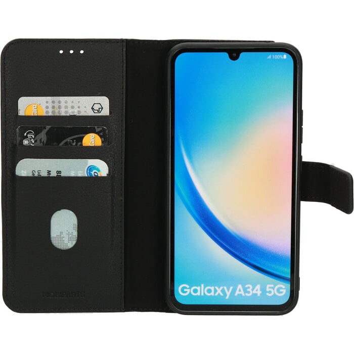 Mobiparts Mobiparts 2-in-1 Lederen Wallet Case voor Samsung Galaxy A34 - Zwart