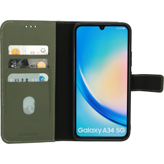 Mobiparts Mobiparts 2-in-1 Leren Wallet Case voor Samsung Galaxy A34 - Groen