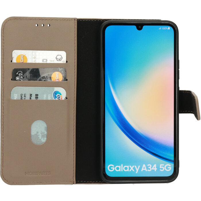 Mobiparts Mobiparts 2-in-1 Lederen Wallet Case voor Samsung Galaxy A34 - Taupe