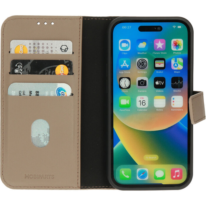 Mobiparts Mobiparts 2-in-1 Lederen Wallet Case - iPhone 14 Pro - Taupe