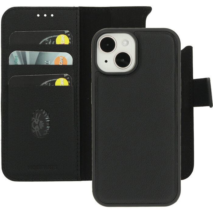 Mobiparts Mobiparts 2-in-1 Lederen Wallet Case iPhone 15 / 14 / 13 Zwart