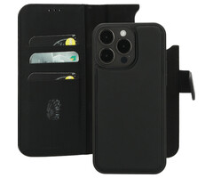 Mobiparts Mobiparts 2-in-1 Lederen Wallet Case voor iPhone 15 Pro Max - Zwart