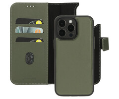 Mobiparts Mobiparts 2-in-1 Lederen Wallet Case iPhone 15 Pro Max - Groen