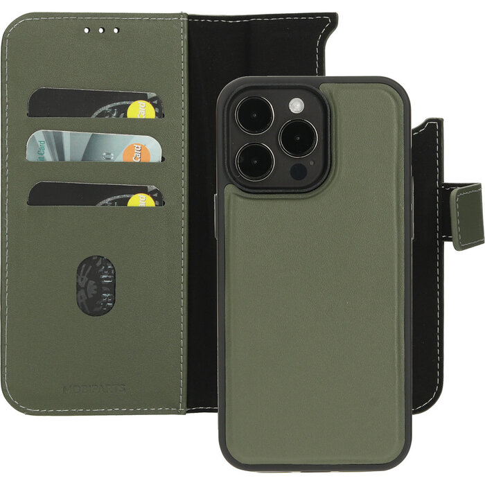Mobiparts Mobiparts 2-in-1 Lederen Wallet Case voor iPhone 15 Pro Max - Groen