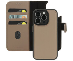 Mobiparts Mobiparts 2-in-1 Leren Wallet Case voor iPhone 15 Pro - Taupe