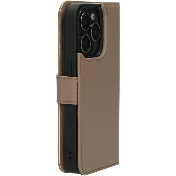 Mobiparts Mobiparts 2-in-1 Leren Wallet Case voor Apple iPhone 15 Pro - Taupe