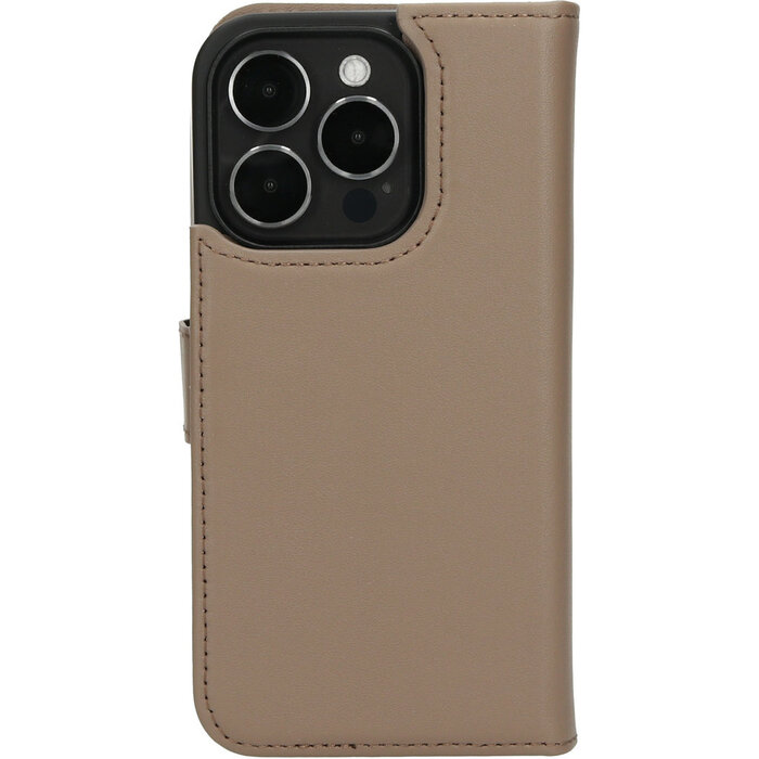Mobiparts Mobiparts 2-in-1 Leren Wallet Case voor Apple iPhone 15 Pro - Taupe
