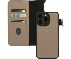 Mobiparts Mobiparts 2-in-1 Lederen Wallet Case voor iPhone 15 Pro Max - Taupe