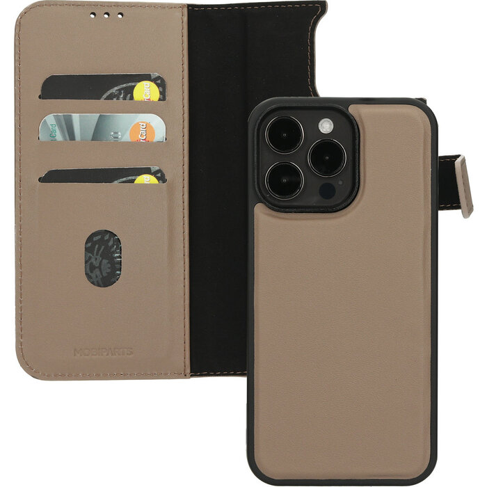Mobiparts Mobiparts 2-in-1 Lederen Wallet Case iPhone 15 Pro Max - Taupe