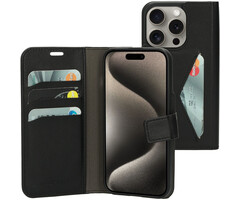 Mobiparts Mobiparts Classic Wallet Case voor iPhone 15 Pro - Zwart - Hoesje met Pasjeshouder