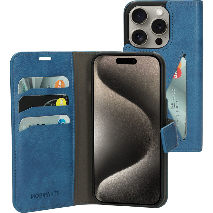 Mobiparts Mobiparts Classic Wallet Case voor Apple iPhone 15 Pro - Steel Blue
