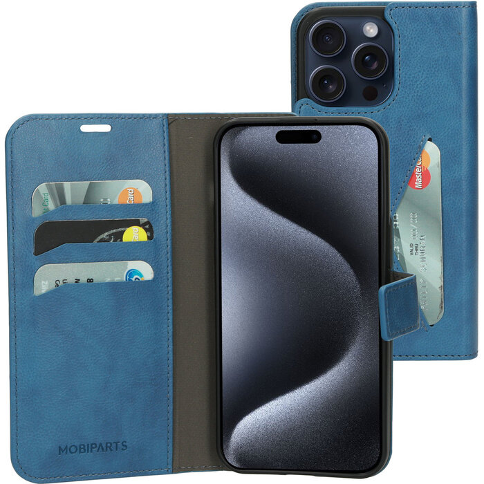 Mobiparts Mobiparts Classic Wallet Case voor iPhone 15 Pro Max - Staalblauw