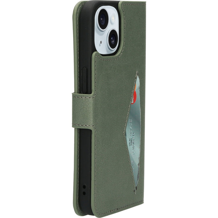 Mobiparts Mobiparts Classic Wallet Case voor iPhone 15, 14 & 13 - Stone Green