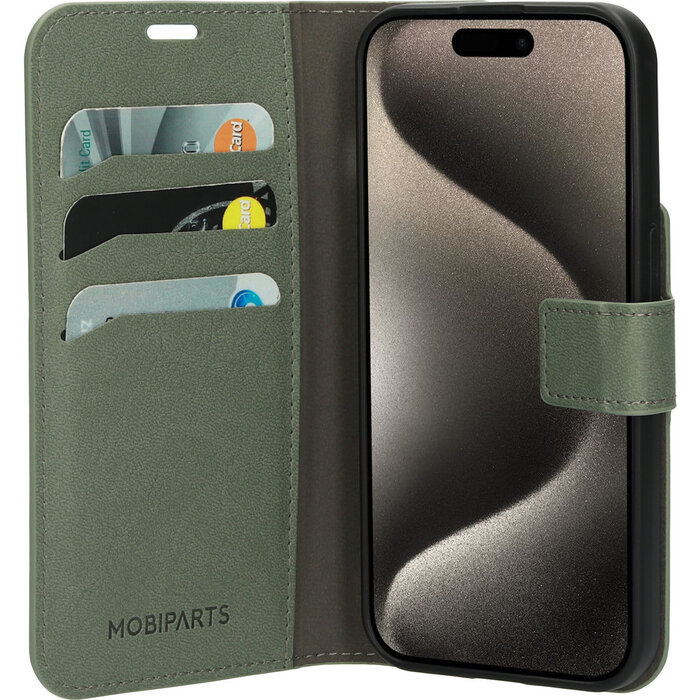 Mobiparts Mobiparts Classic Wallet Case voor iPhone 15 Pro - Stone Green