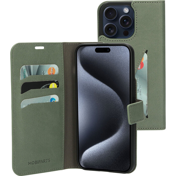 Mobiparts Mobiparts Classic Wallet Case voor iPhone 15 Pro Max - Stone Green