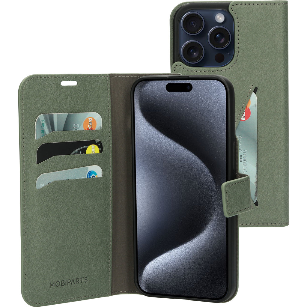 Mobiparts Mobiparts Classic Wallet Case voor iPhone 15 Pro Max - Stone Green