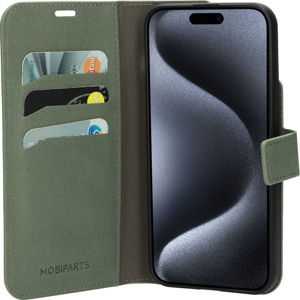 Mobiparts Mobiparts Classic Wallet Case voor iPhone 15 Pro Max - Stone Green