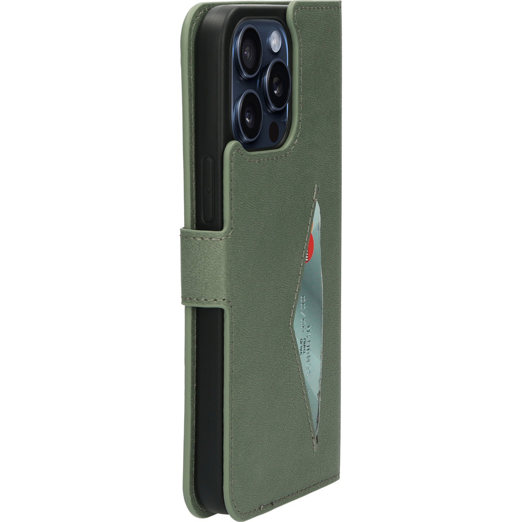 Mobiparts Mobiparts Classic Wallet Case voor iPhone 15 Pro Max - Stone Green