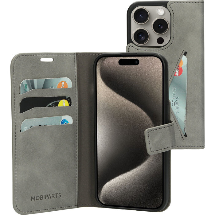Mobiparts Mobiparts Classic Wallet Case Apple iPhone 15 Pro Granite Grey