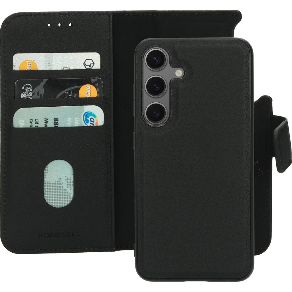Mobiparts Mobiparts 2-in-1 Lederen Wallet Case voor Samsung Galaxy S24 - Zwart